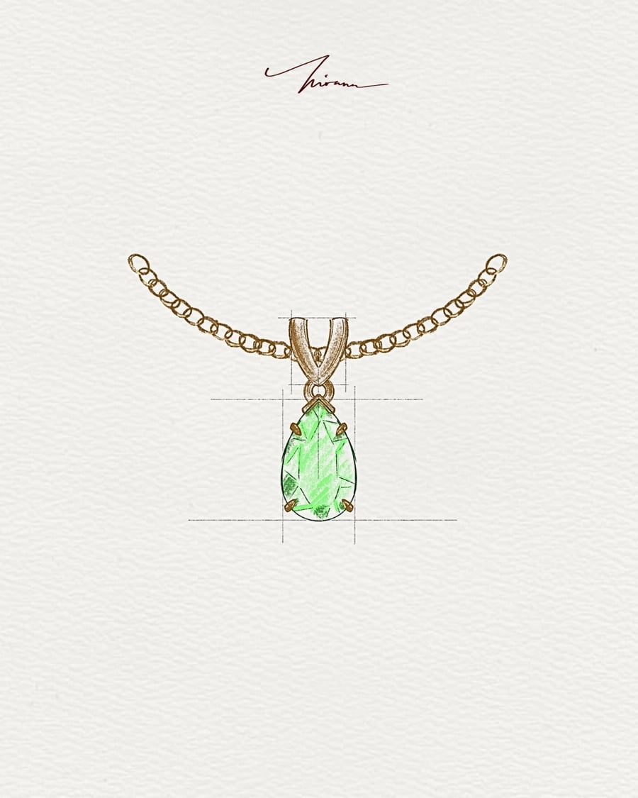 sketch periddot pendant