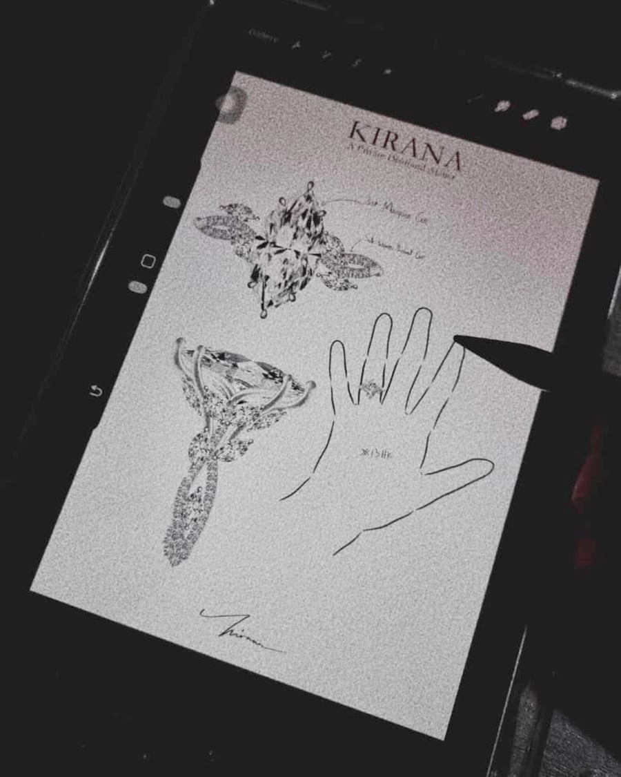 sketch marquise ring